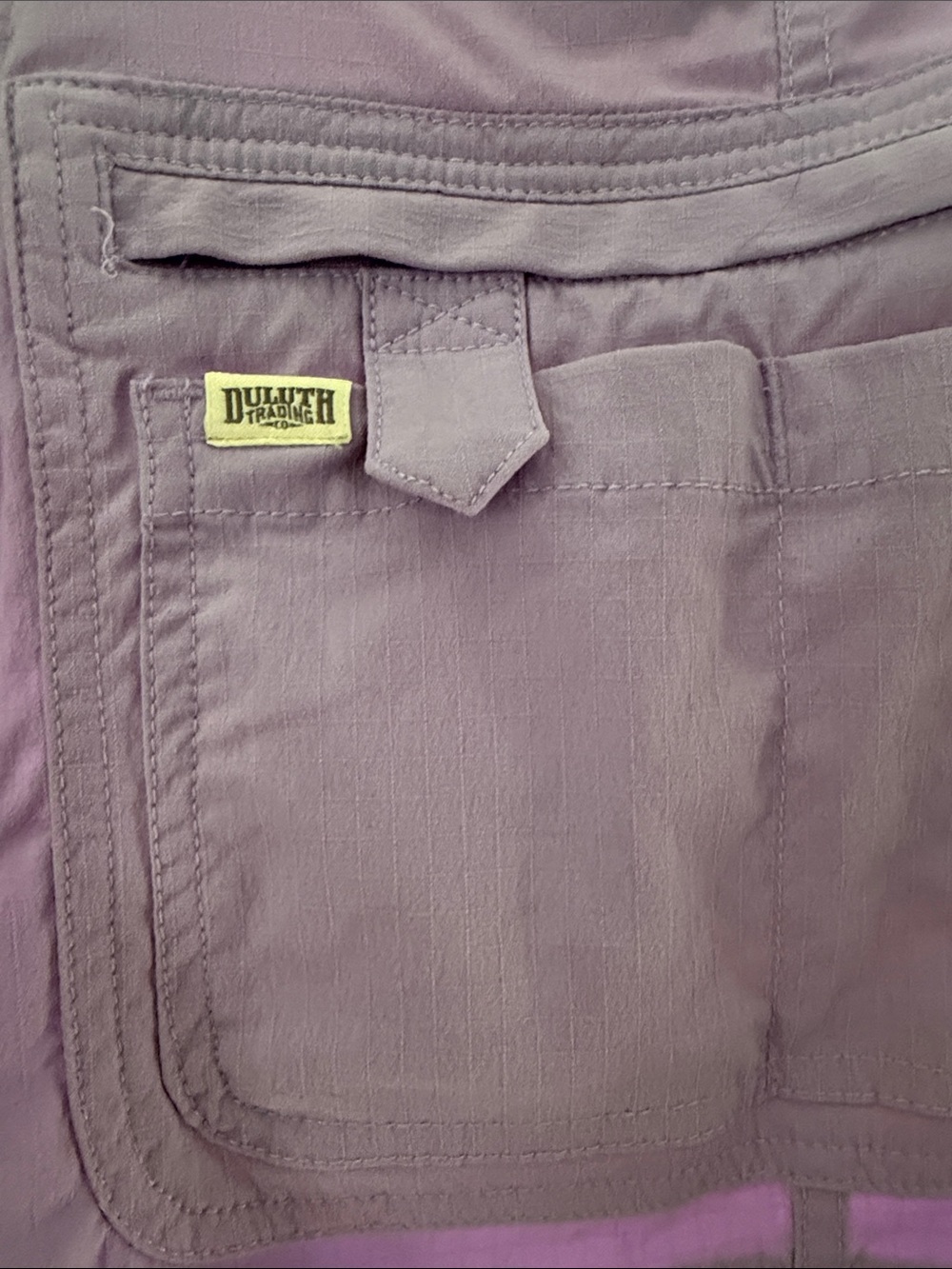 Duluth Trading Co. Heirloom Gardening Short Overalls Lilac Purple Cargo Utility